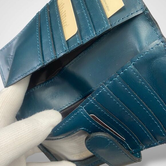 Patricia Nash NAZARI Genuine Leather Bifold Wallet Teal Blue Coral RFID - Picture 7 of 10